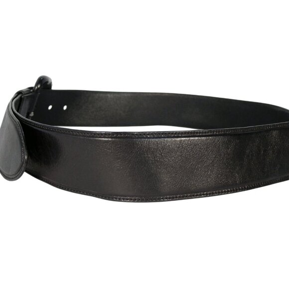 PRADA Wide Leather Belt #4258 Gunmetal Buckle Women's M/L 36/90 (32 - 36 in) - Picture 3 of 11